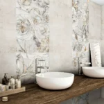 Piastrella in gres porcellanato effetto decoro