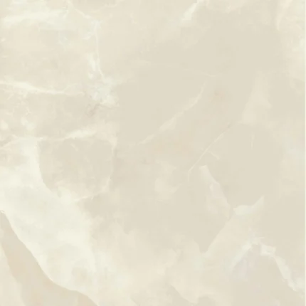 Lastra in gres porcellanato effetto onice color avorio. Lo sfondo è di un colore crema caldo con delicate venature bianche e nuvolature più chiare che creano un senso di profondità