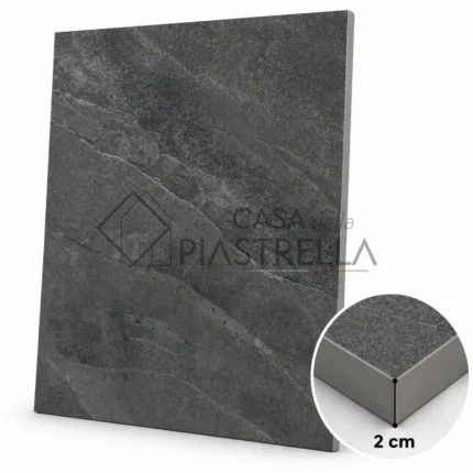 Piastrella gres porcellanato antracite effetto pietra 2 cm per pavimenti esterni antiscivolo