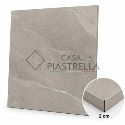 Piastrella gres porcellanato grigio effetto pietra spessore 2 cm per esterni antiscivolo