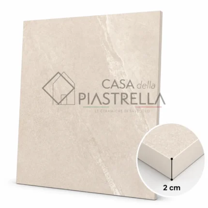 Piastrella gres porcellanato beige effetto pietra 2 cm antiscivolo per esterni