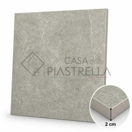 Pavimento in gres grigio effetto pietra spessore 20 mm per esterno