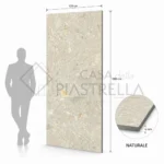 Grande lastra in gres porcellanato effetto Ceppo di Gré avorio con texture pietra chiara
