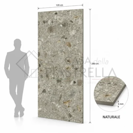 Grande lastra in gres porcellanato effetto Ceppo di Gré multicolor con texture pietra naturale