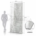 Grande lastra in gres porcellanato levigato effetto onice perla 120x280 cm spessore 6 mm