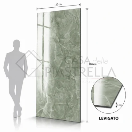 Lastra grande formato gres effetto onice verde lucido 120x280