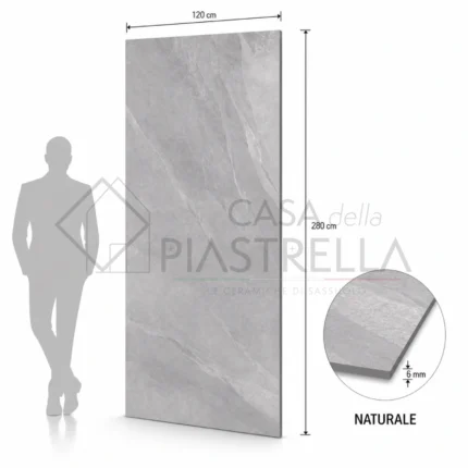 Lastra grande formato gres effetto pietra grigia 120x280
