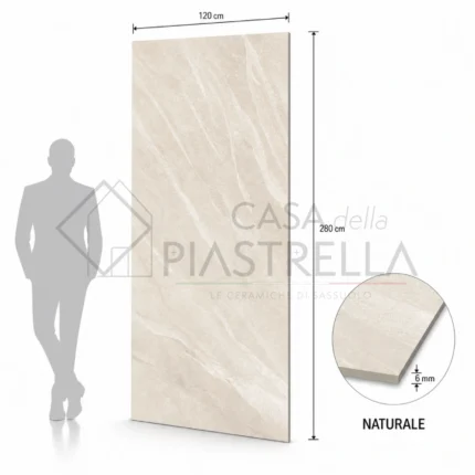 Lastra grande formato gres effetto pietra beige sabbia 120x280