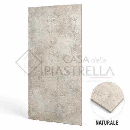 Piastrella decorata in gres porcellanato 60x120 con texture ornamentale soft beige per bagno e cucina raffinati
