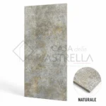 Piastrella decorata in gres porcellanato 60x120 con texture materica artistica nei toni grigio, beige e oro per bagno e cucina